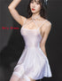 Satin Smooth Backless Pleated Micro Mini Dress for Women